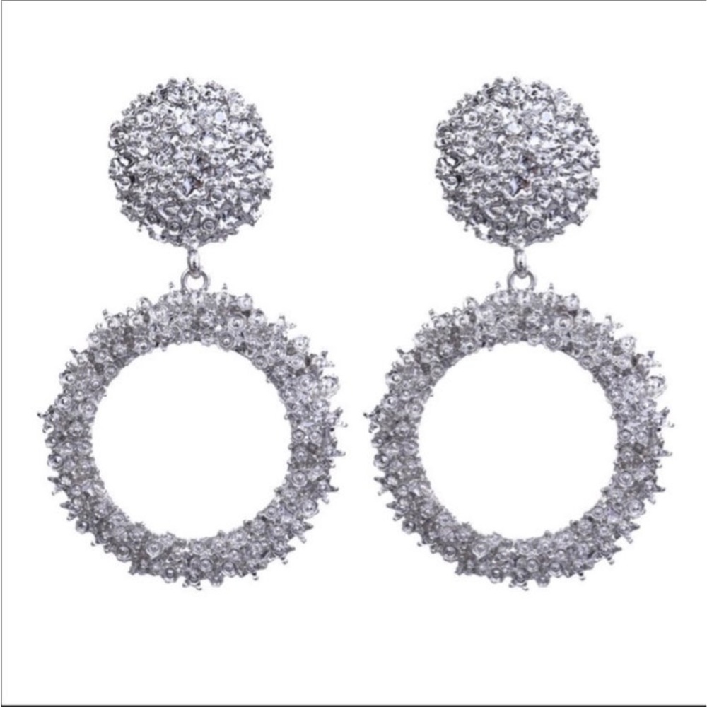 Large trendy earring silver new these measure 3 inches long